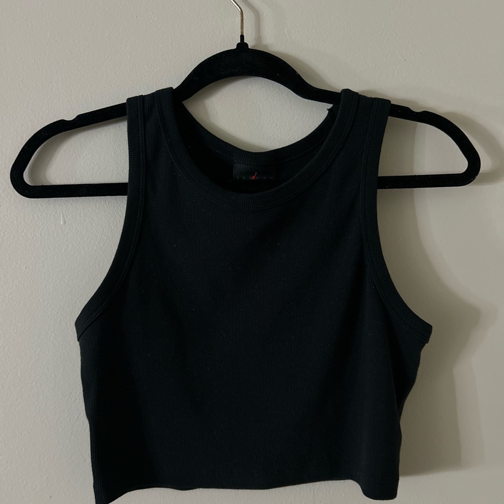 Jordan Black Ribbed Crop Top